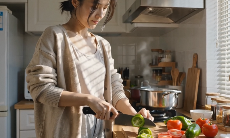 居家女友 · 贤惠做饭 — 千问AI绘画完整提示词（真人写实风格）-酷思熊AI提示词资源站