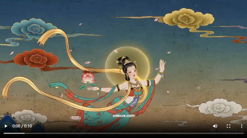 敦煌壁画 · 飞天仙女 — 千问AI绘画完整提示词-酷思熊AI提示词资源站